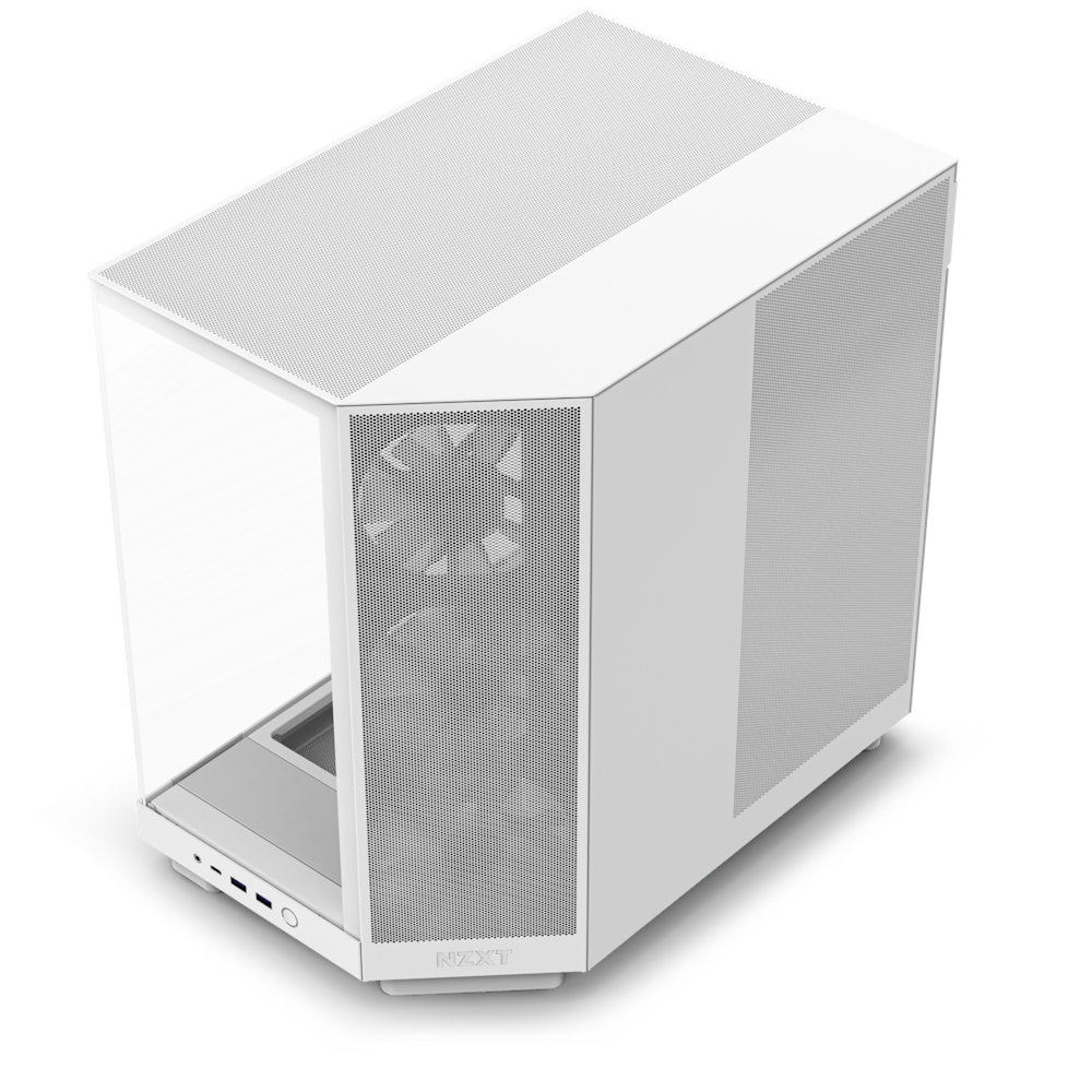 H6 Flow RGB shown from top angle where angled side and perforated top panel is shown