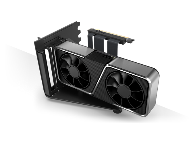 Side angle view of NZXT’s vertical GPU