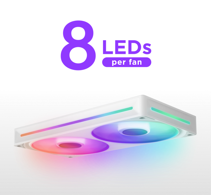 F240 RGB Core - Floating fan. 8 LEDs per fan