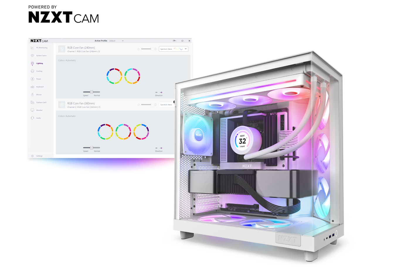 H6 Flow with RGB Core Fans and CAM RGB Lighting UI