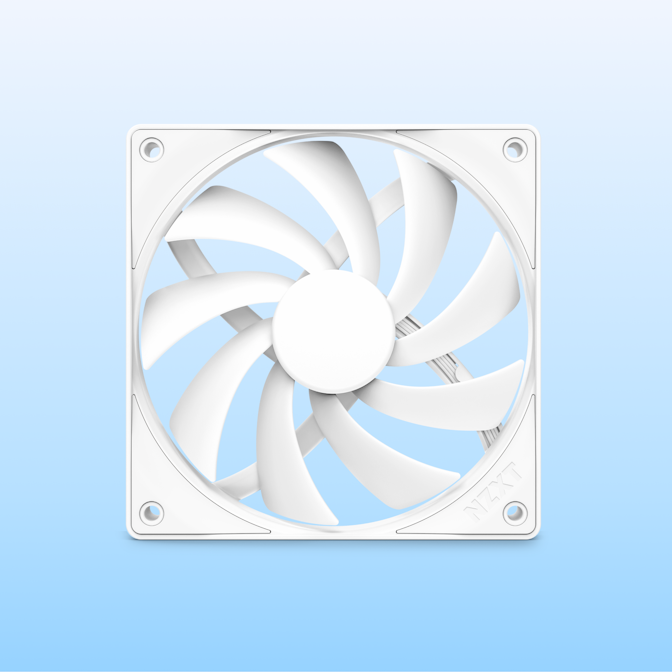 White Quiet Airflow fan on blue gradient background