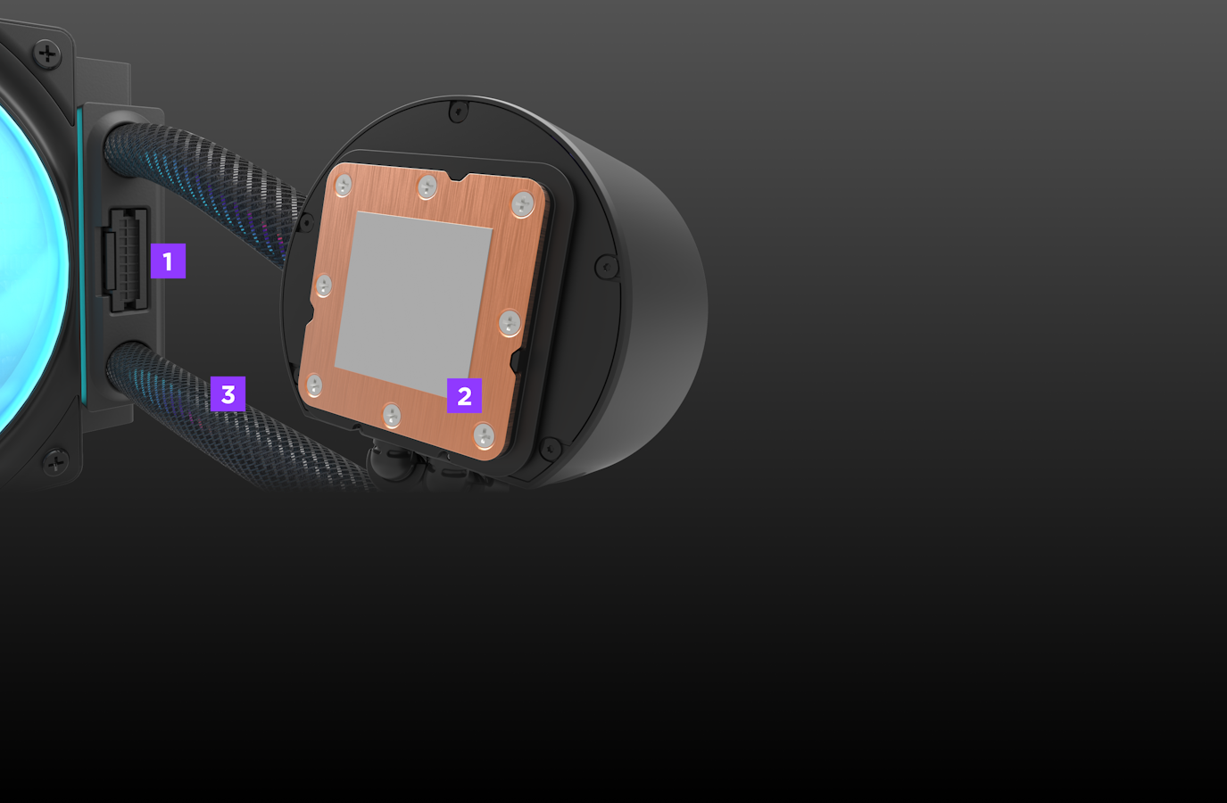 Diagram of Kraken Elite RGB Installation ports