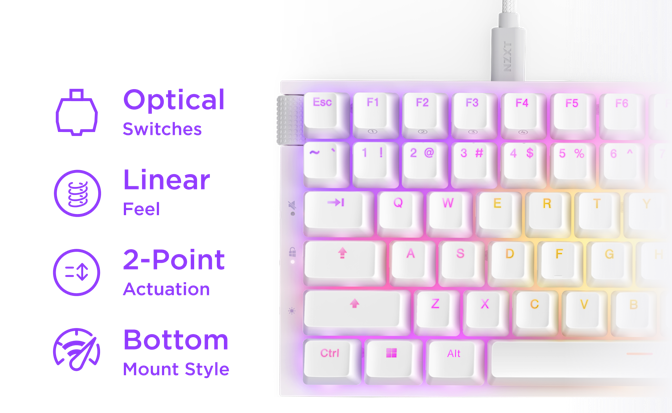 White Function 2 Keyboard with RGB lighting