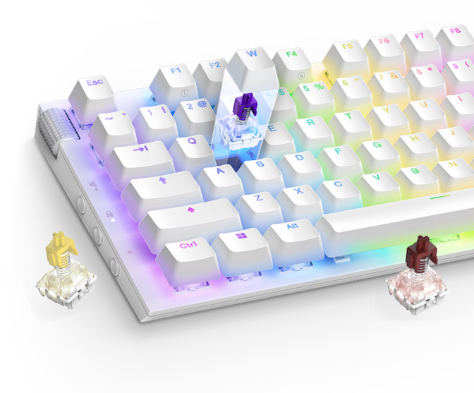 White Function 2 Keyboard with hot-swappable switches