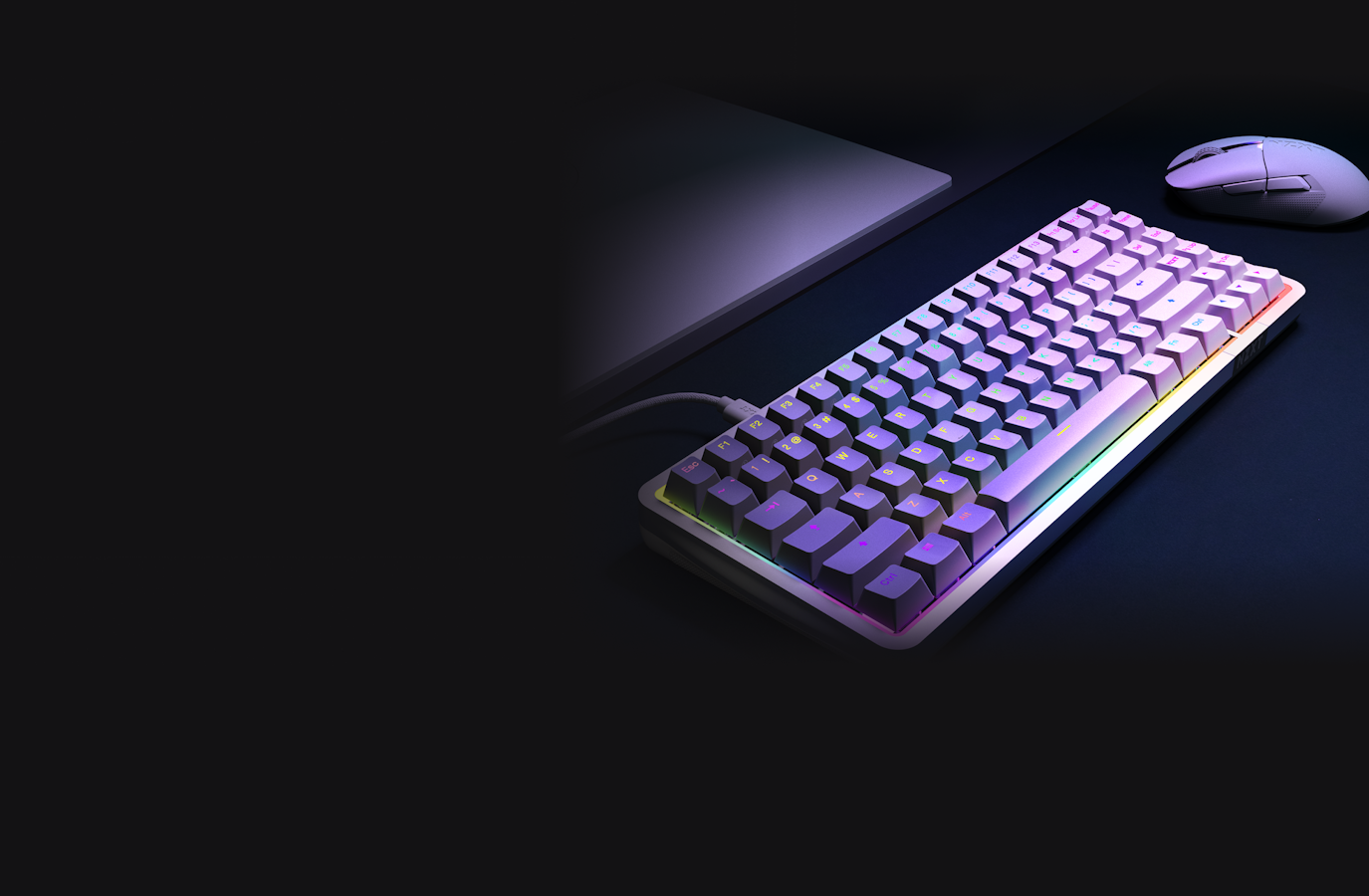 White Function Elite Keyboard with RGB lighting Lifestyle Image