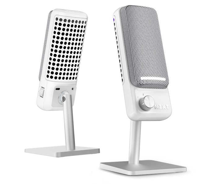 Front and back of white capsule elite microphone